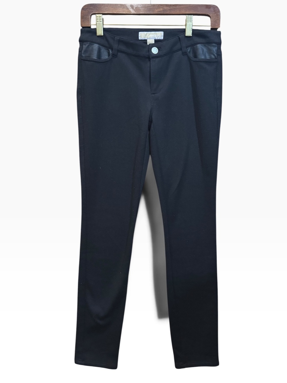 Michael Kors Black Jeggings with Faux Leather Pocket Detail